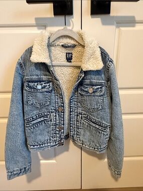 GAP Light Blue Denim Sherpa-Lined Jean Jacket